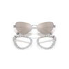 2-in-1-Aufsteck-Sonnenbrille, auffälliges Design, Cat-Eye-Form, Sk7011, Weiß 2-in-1-Aufsteck-Sonnenbrille, auffälliges Design, Cat-Eye-Form, Sk7011, Weiß