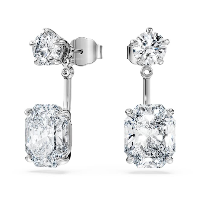 Achtkant-Ohrringe mit im Labor gezüchteten Diamanten, 9,65 Karat insgesamt, gemischte Formen, 18 Karat Weißgold Achtkant-Ohrringe mit im Labor gezüchteten Diamanten, 9,65 Karat insgesamt, gemischte Formen, 18 Karat Weißgold