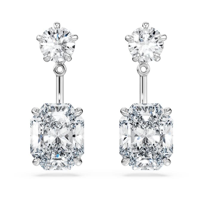Achtkant-Ohrringe mit im Labor gezüchteten Diamanten, 9,65 Karat insgesamt, gemischte Formen, 18 Karat Weißgold Achtkant-Ohrringe mit im Labor gezüchteten Diamanten, 9,65 Karat insgesamt, gemischte Formen, 18 Karat Weißgold
