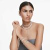Ariana Grande X Swarovski Armreif mit Kristallperle, Baguette-Schliff, weiß, rhodiniert