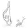 Ariana Grande X Swarovski Clip-Ohrringe, asymmetrisches Design, Kristallperle, Baguette-Schliff, weiß, rhodiniert