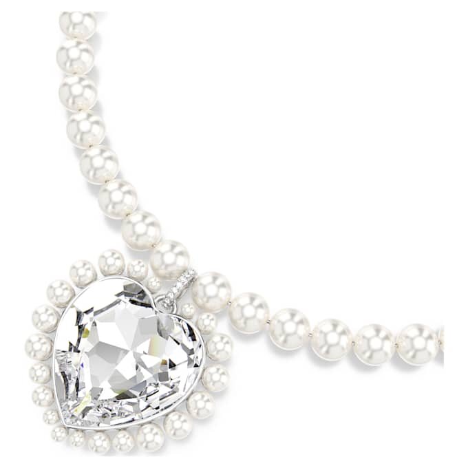 Ariana Grande X Swarovski Halskette mit Kristallperle, Herzschliff, Herz, Weiß, rhodiniert Ariana Grande X Swarovski Halskette mit Kristallperle, Herzschliff, Herz, Weiß, rhodiniert