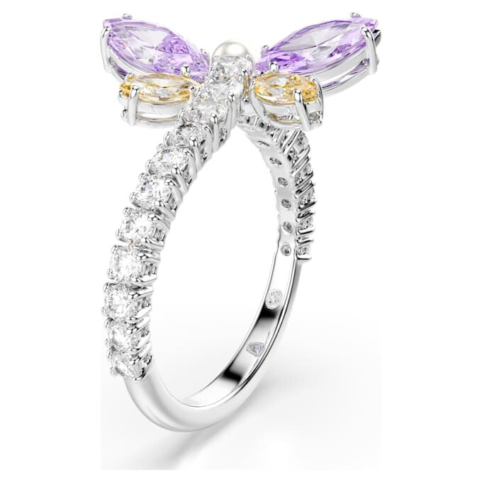 Ariana Grande X Swarovski Motivring mit gemischten Schliffen, Libelle, mehrfarbig, rhodiniert Ariana Grande X Swarovski Motivring mit gemischten Schliffen, Libelle, mehrfarbig, rhodiniert