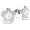Ariana Grande X Swarovski Ohrringe Kristallperle, Rundschliff, Blume, Weiß, rhodiniert