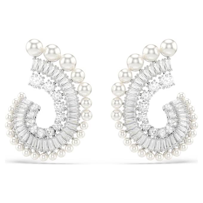 Ariana Grande X Swarovski Ohrringe mit Kristallperle, gemischte Schliffe, weiß, rhodiniert Ariana Grande X Swarovski Ohrringe mit Kristallperle, gemischte Schliffe, weiß, rhodiniert