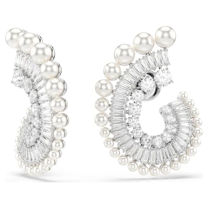 Ariana Grande X Swarovski Ohrringe mit Kristallperle, gemischte Schliffe, weiß, rhodiniert Ariana Grande X Swarovski Ohrringe mit Kristallperle, gemischte Schliffe, weiß, rhodiniert