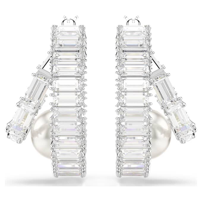 Ariana Grande X Swarovski Ohrringe mit Kristallperlen, Baguette-Schliff, weiß, rhodiniert Ariana Grande X Swarovski Ohrringe mit Kristallperlen, Baguette-Schliff, weiß, rhodiniert