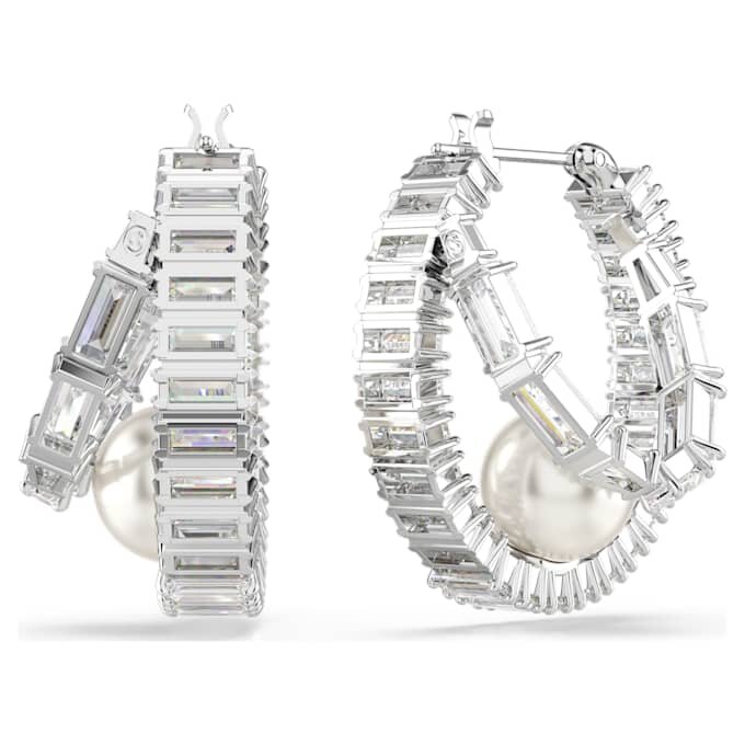 Ariana Grande X Swarovski Ohrringe mit Kristallperlen, Baguette-Schliff, weiß, rhodiniert Ariana Grande X Swarovski Ohrringe mit Kristallperlen, Baguette-Schliff, weiß, rhodiniert