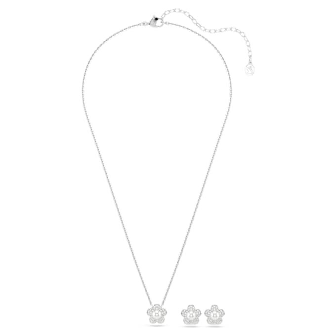 Ariana Grande X Swarovski Set Kristallperle, Rundschliff, Blume, Weiß, rhodiniert Ariana Grande X Swarovski Set Kristallperle, Rundschliff, Blume, Weiß, rhodiniert