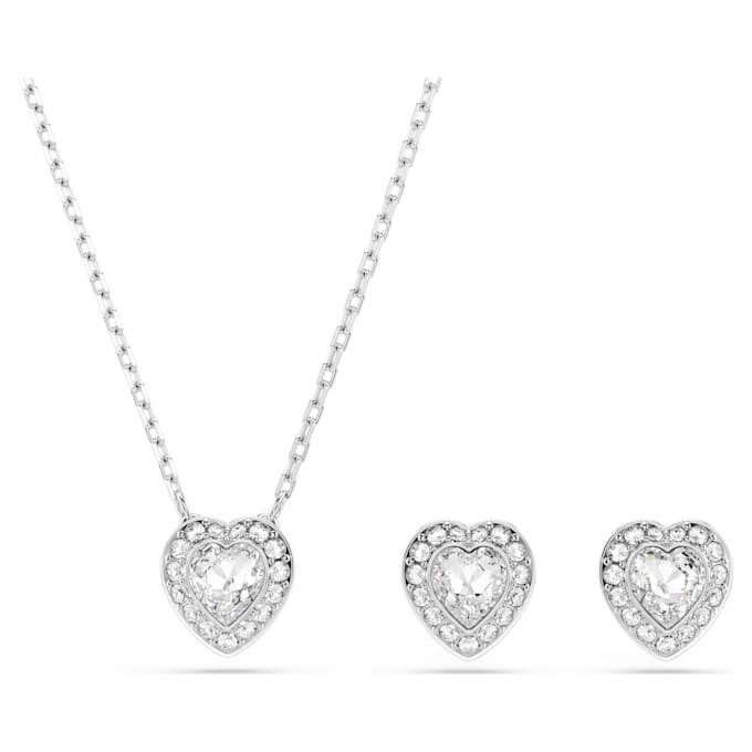 Ariana Grande x Swarovski Set mit gemischten Schliffen, Herz, Weiß, rhodiniert Ariana Grande x Swarovski Set mit gemischten Schliffen, Herz, Weiß, rhodiniert