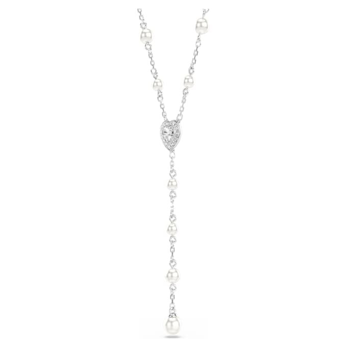 Ariana Grande X Swarovski Y Halskette mit gemischten Schliffen, Kristallperle, Herz, Weiß, rhodiniert Ariana Grande X Swarovski Y Halskette mit gemischten Schliffen, Kristallperle, Herz, Weiß, rhodiniert