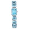 Armbanduhr mit achtkantigem Schliff, blau, Edelstahl