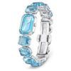 Armbanduhr mit achtkantigem Schliff, blau, Edelstahl