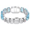 Armbanduhr mit achtkantigem Schliff, blau, Edelstahl