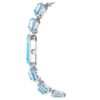 Armbanduhr mit achtkantigem Schliff, blau, Edelstahl
