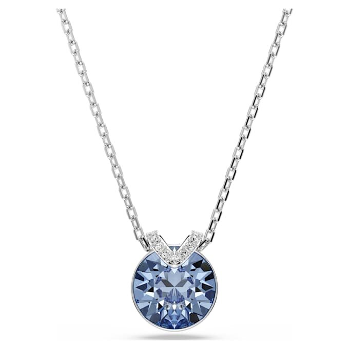 Bella V-Anhänger mit rundem Schliff, blau, rhodiniert Bella V-Anhänger mit rundem Schliff, blau, rhodiniert