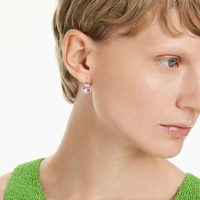 Bella V-Ohrringe mit rundem Schliff, rosa, rhodiniert Bella V-Ohrringe mit rundem Schliff, rosa, rhodiniert
