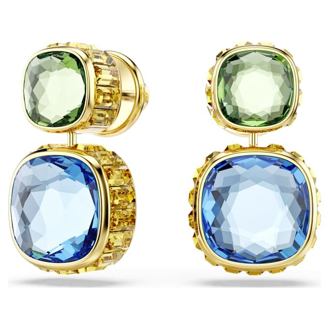 Chroma-Ohrringe im Kissenschliff, mehrfarbig, goldfarben plattiert Chroma-Ohrringe im Kissenschliff, mehrfarbig, goldfarben plattiert