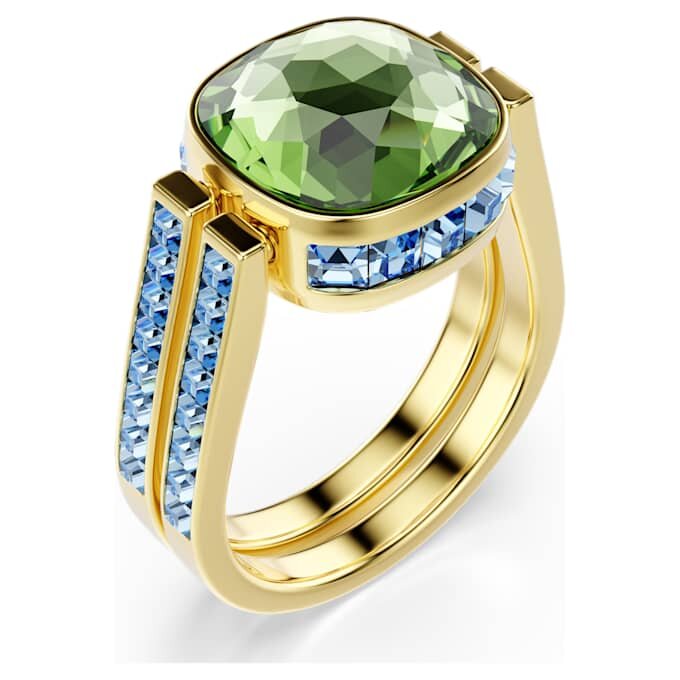 Chroma-Ring im Kissenschliff, mehrfarbig, goldfarben plattiert Chroma-Ring im Kissenschliff, mehrfarbig, goldfarben plattiert