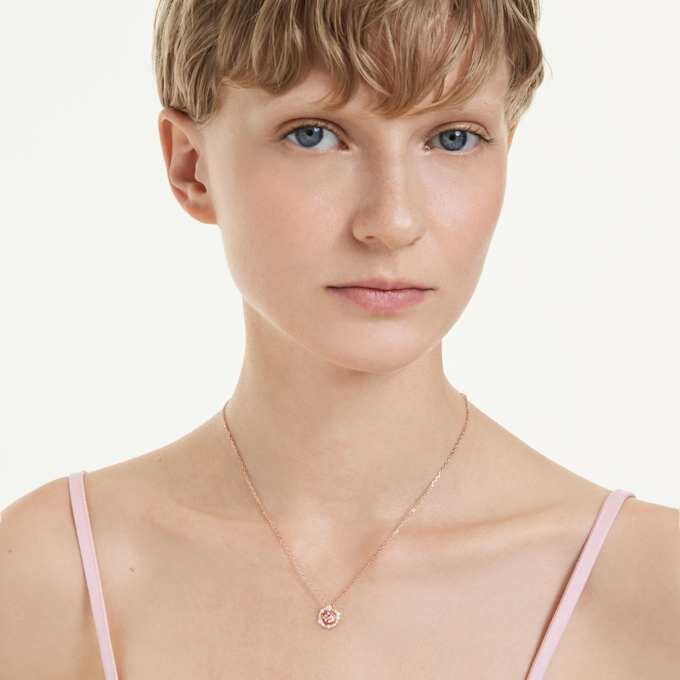 Constella-Anhänger mit rundem Schliff, Dancing Stone, rosa, roségoldfarben plattiert Constella-Anhänger mit rundem Schliff, Dancing Stone, rosa, roségoldfarben plattiert