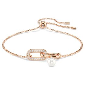 Constella-Armband mit Kristallperle, Rundschliff, weiß, roségoldfarben plattiert Constella-Armband mit Kristallperle, Rundschliff, weiß, roségoldfarben plattiert