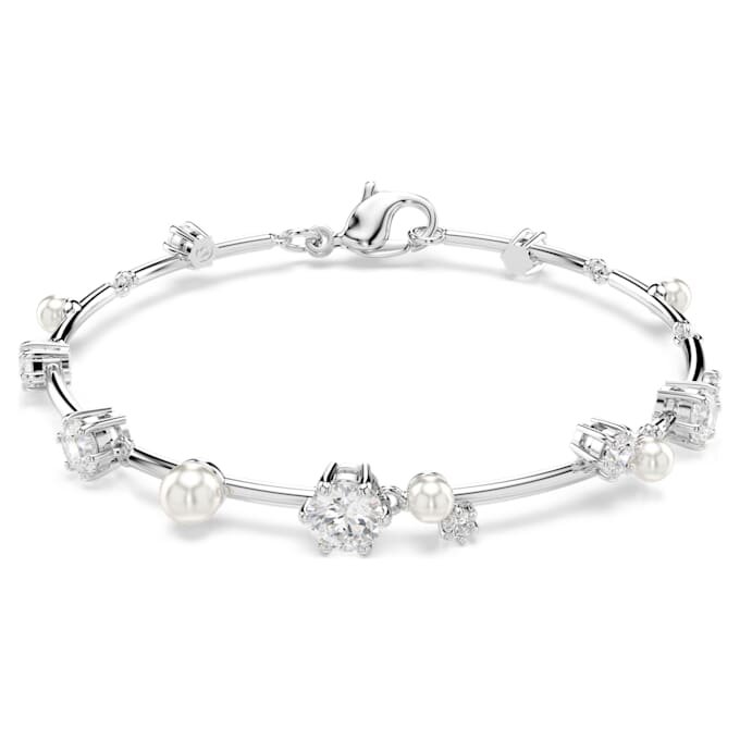 Constella-Armband mit Kristallperlen, Rundschliff, weiß, rhodiniert Constella-Armband mit Kristallperlen, Rundschliff, weiß, rhodiniert
