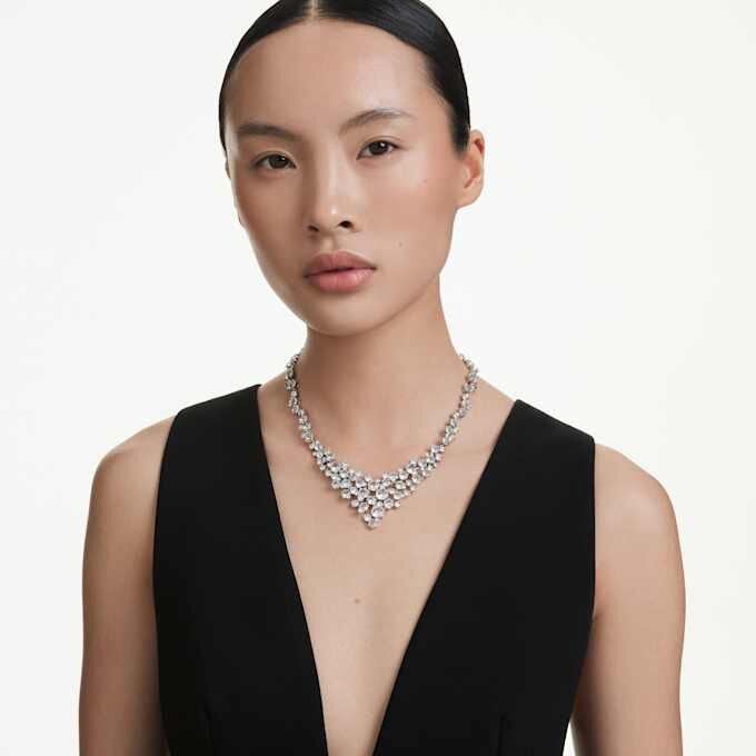 Constella-Halskette mit gemischten Schliffen, Verschluss, weiß, rhodiniert Constella-Halskette mit gemischten Schliffen, Verschluss, weiß, rhodiniert