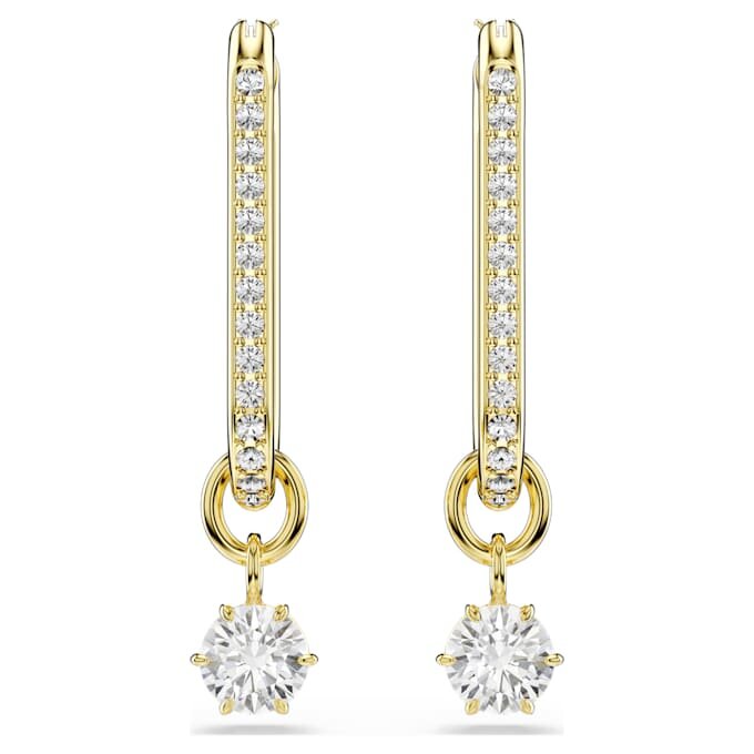 Constella-Ohrringe mit rundem Schliff, weiß, vergoldet Constella-Ohrringe mit rundem Schliff, weiß, vergoldet