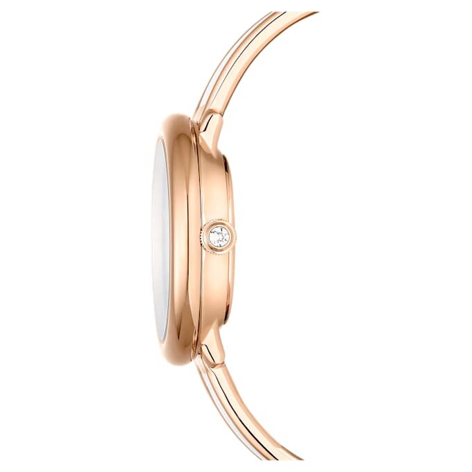 Crystalline-Armbanduhr „Swiss Made“, Metallarmband, weiß, roségoldfarben Crystalline-Armbanduhr „Swiss Made“, Metallarmband, weiß, roségoldfarben