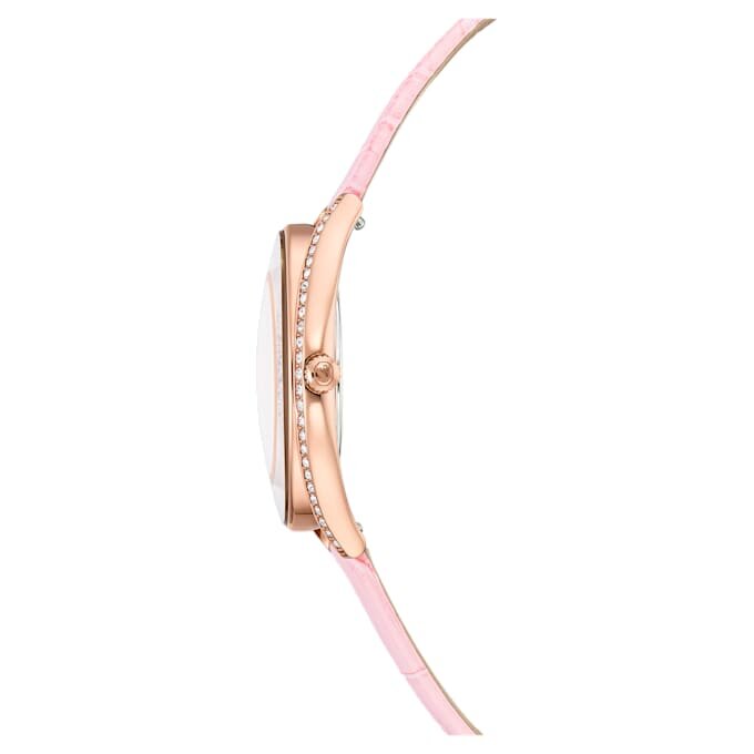 Crystalline Aura Uhr, Swiss Made, Lederarmband, Rosa, roségoldfarbenes Finish Crystalline Aura Uhr, Swiss Made, Lederarmband, Rosa, roségoldfarbenes Finish
