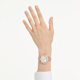 Crystalline Aura Uhr, Swiss Made, Metallarmband, Roségold-Farbton, roségoldfarbene Oberfläche