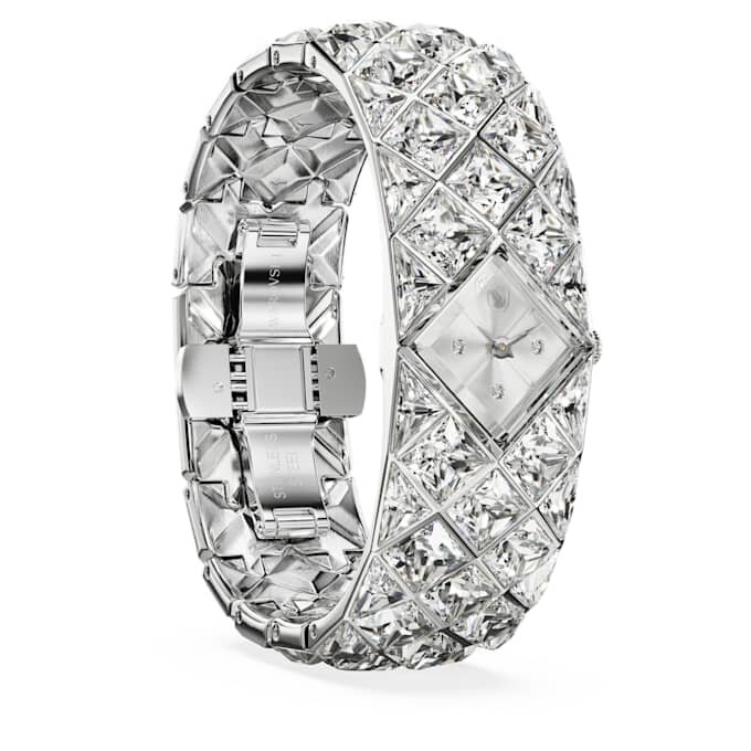 Curiosa Armreif-Uhr mit Kristallarmband, silberfarben, Edelstahl Curiosa Armreif-Uhr mit Kristallarmband, silberfarben, Edelstahl