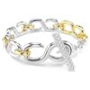 Dextera-Armband mit rundem Schliff, T-Steg, weiß, Metallmix-Finish Dextera-Armband mit rundem Schliff, T-Steg, weiß, Metallmix-Finish