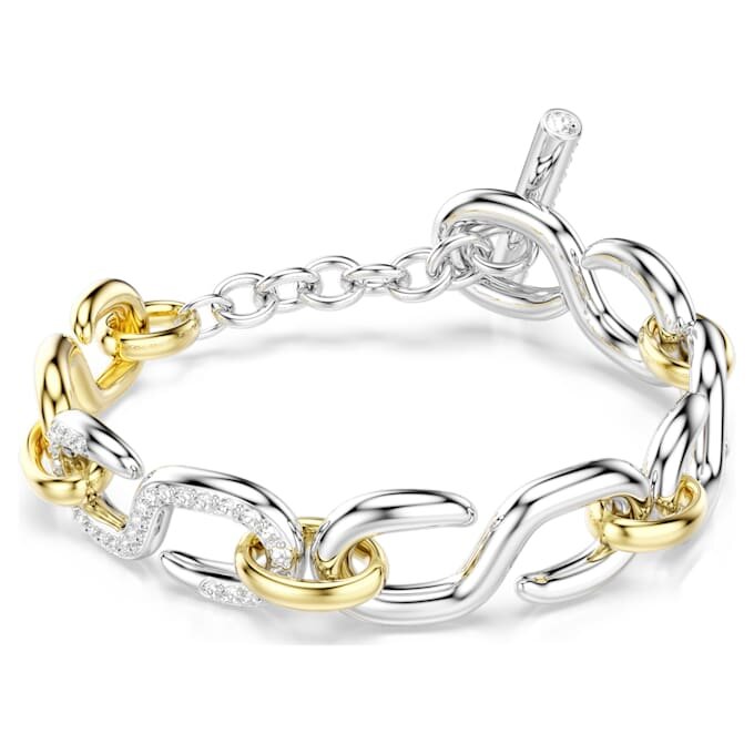 Dextera-Armband mit rundem Schliff, T-Steg, weiß, Metallmix-Finish Dextera-Armband mit rundem Schliff, T-Steg, weiß, Metallmix-Finish