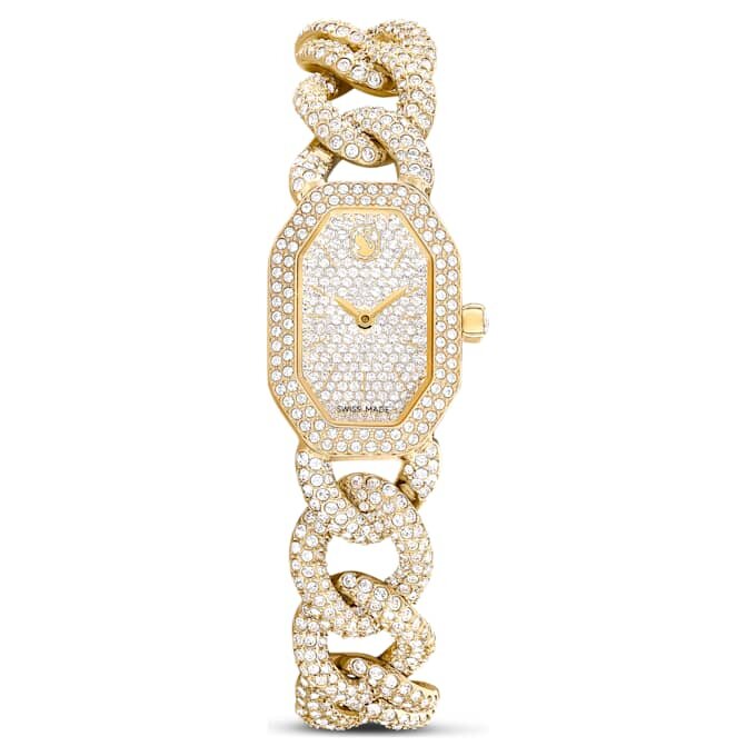 Dextera Kettenuhr Swiss Made, Kristallarmband, goldfarben, goldfarbene Oberfläche Dextera Kettenuhr Swiss Made, Kristallarmband, goldfarben, goldfarbene Oberfläche