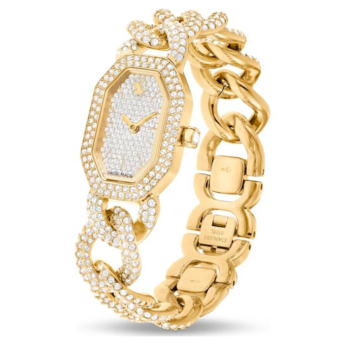Dextera Kettenuhr Swiss Made, Kristallarmband, goldfarben, goldfarbene Oberfläche Dextera Kettenuhr Swiss Made, Kristallarmband, goldfarben, goldfarbene Oberfläche