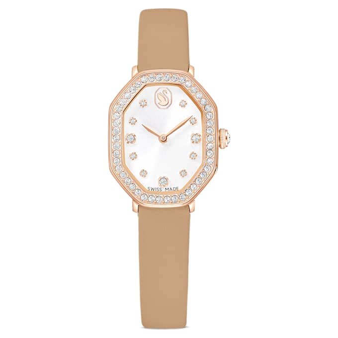 Dextera Octagon Uhr Swiss Made, Lederarmband, braun, roségoldfarben Dextera Octagon Uhr Swiss Made, Lederarmband, braun, roségoldfarben