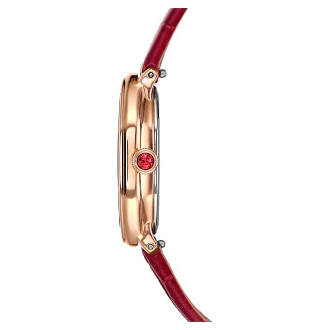 Dextera Octagon Uhr, Swiss Made, Lederarmband, rot, roségoldfarben Dextera Octagon Uhr, Swiss Made, Lederarmband, rot, roségoldfarben