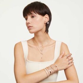 Dextera Pavé-Armreif, Weiß, roségoldfarben plattiert Dextera Pavé-Armreif, Weiß, roségoldfarben plattiert