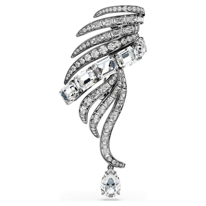 Die Brosche „Feather“ aus der Vienna Collection, weiß, rutheniumbeschichtet Die Brosche „Feather“ aus der Vienna Collection, weiß, rutheniumbeschichtet