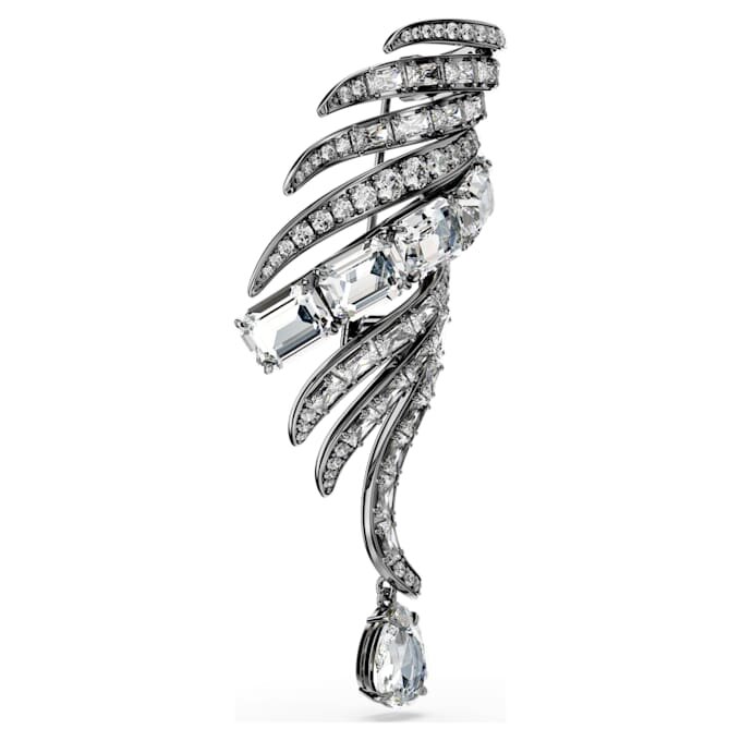 Die Brosche „Feather“ aus der Vienna Collection, weiß, rutheniumbeschichtet Die Brosche „Feather“ aus der Vienna Collection, weiß, rutheniumbeschichtet