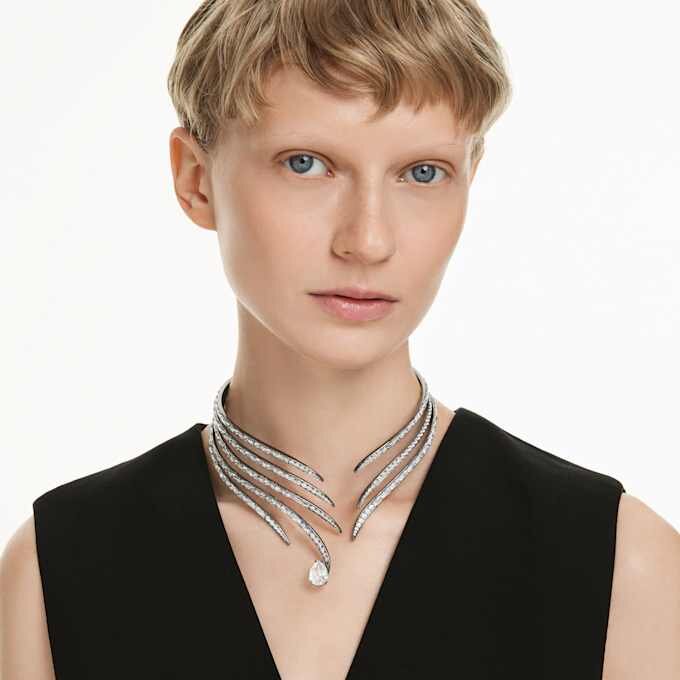 Die Vienna Collection Choker Feather, Weiß, rutheniumbeschichtet Die Vienna Collection Choker Feather, Weiß, rutheniumbeschichtet