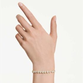 Ein Angelic Armband mit Rundschliff, weiß, goldfarben plattiert Ein Angelic Armband mit Rundschliff, weiß, goldfarben plattiert