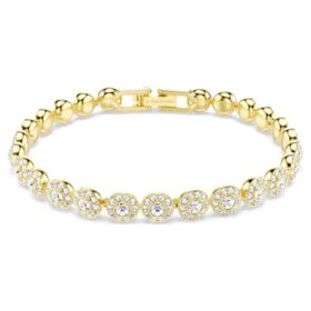 Ein Angelic Armband mit Rundschliff, weiß, goldfarben plattiert Ein Angelic Armband mit Rundschliff, weiß, goldfarben plattiert