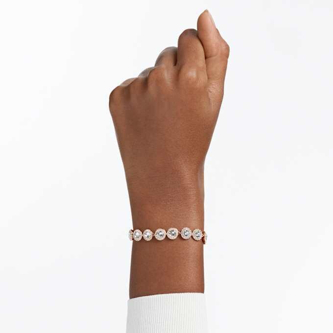 Ein Angelic Armband, Rundschliff, Pavé, mittelgroß, weiß, roségoldfarben plattiert Ein Angelic Armband, Rundschliff, Pavé, mittelgroß, weiß, roségoldfarben plattiert