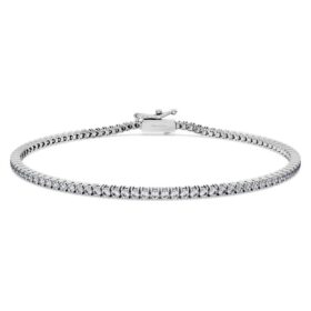 Eternity-Armband mit im Labor gezüchteten Diamanten, 1,5 Karat insgesamt, runde Form, 14 Karat Weißgold Eternity-Armband mit im Labor gezüchteten Diamanten, 1,5 Karat insgesamt, runde Form, 14 Karat Weißgold