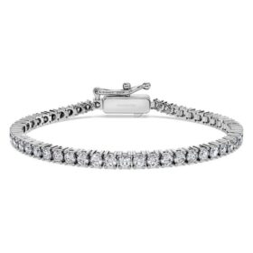 Eternity-Armband mit im Labor gezüchteten Diamanten, 3 Karat insgesamt, runde Form, 14-karätiges Weißgold Eternity-Armband mit im Labor gezüchteten Diamanten, 3 Karat insgesamt, runde Form, 14-karätiges Weißgold