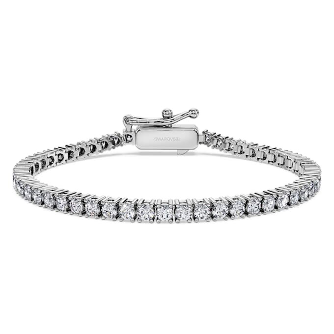 Eternity-Armband mit im Labor gezüchteten Diamanten, 3 Karat insgesamt, runde Form, 14-karätiges Weißgold Eternity-Armband mit im Labor gezüchteten Diamanten, 3 Karat insgesamt, runde Form, 14-karätiges Weißgold
