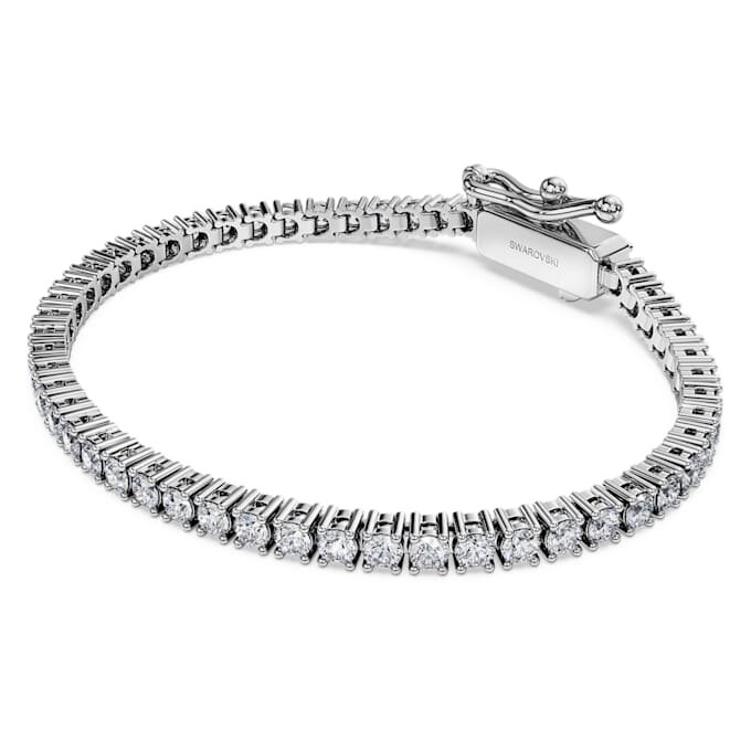 Eternity-Armband mit im Labor gezüchteten Diamanten, 3 Karat insgesamt, runde Form, 14-karätiges Weißgold Eternity-Armband mit im Labor gezüchteten Diamanten, 3 Karat insgesamt, runde Form, 14-karätiges Weißgold