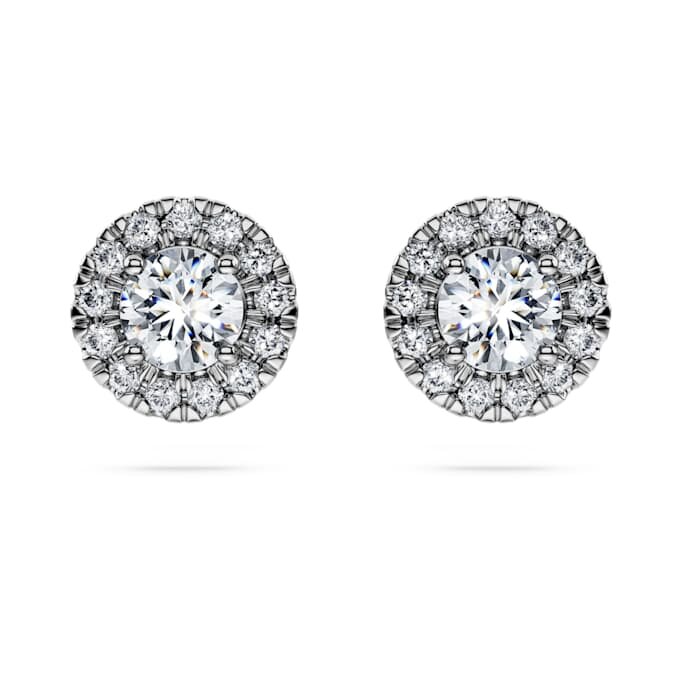 Eternity-Halo-Ohrringe mit im Labor gezüchteten Diamanten, 0,75 Karat insgesamt, runde Form, 14 Karat Weißgold Eternity-Halo-Ohrringe mit im Labor gezüchteten Diamanten, 0,75 Karat insgesamt, runde Form, 14 Karat Weißgold